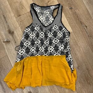 Costa Blanca Black and Yellow Geometric Tank Top